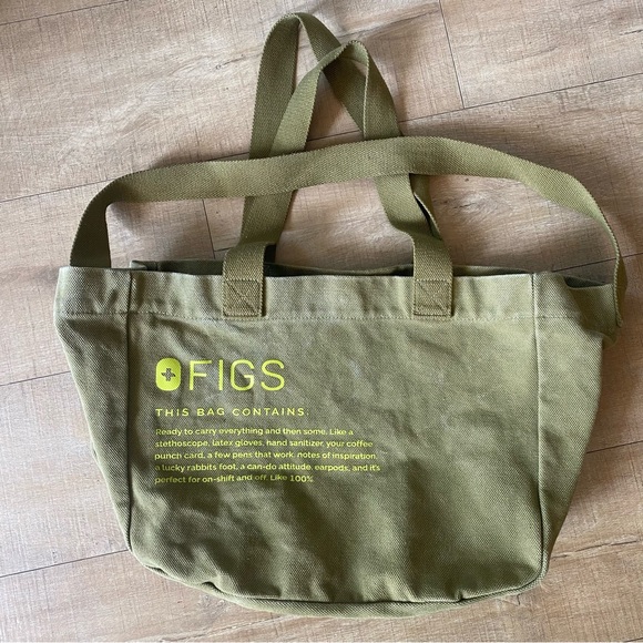 Figs Handbags - FIGS canvas Olive/Army Green Tote Bag